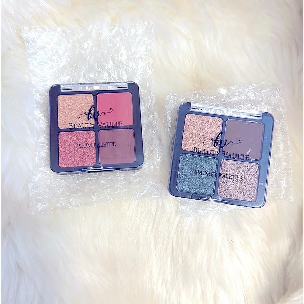 NEW 2pc Quads Beauty Vaults Cosmetics 8 Highly Pigmented Eyeshadows PLUM & SMOKY